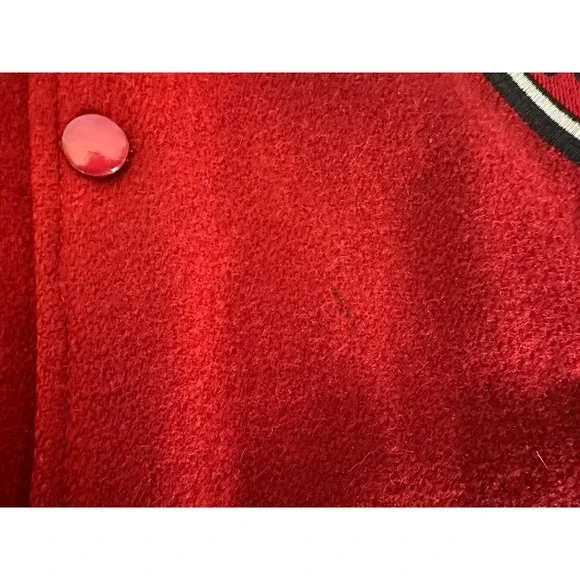 VTG 90s Warner Bros Bugs Bunny Varsity Jacket Acme Clothing Wool Red Black M USA - Picture 4 of 7